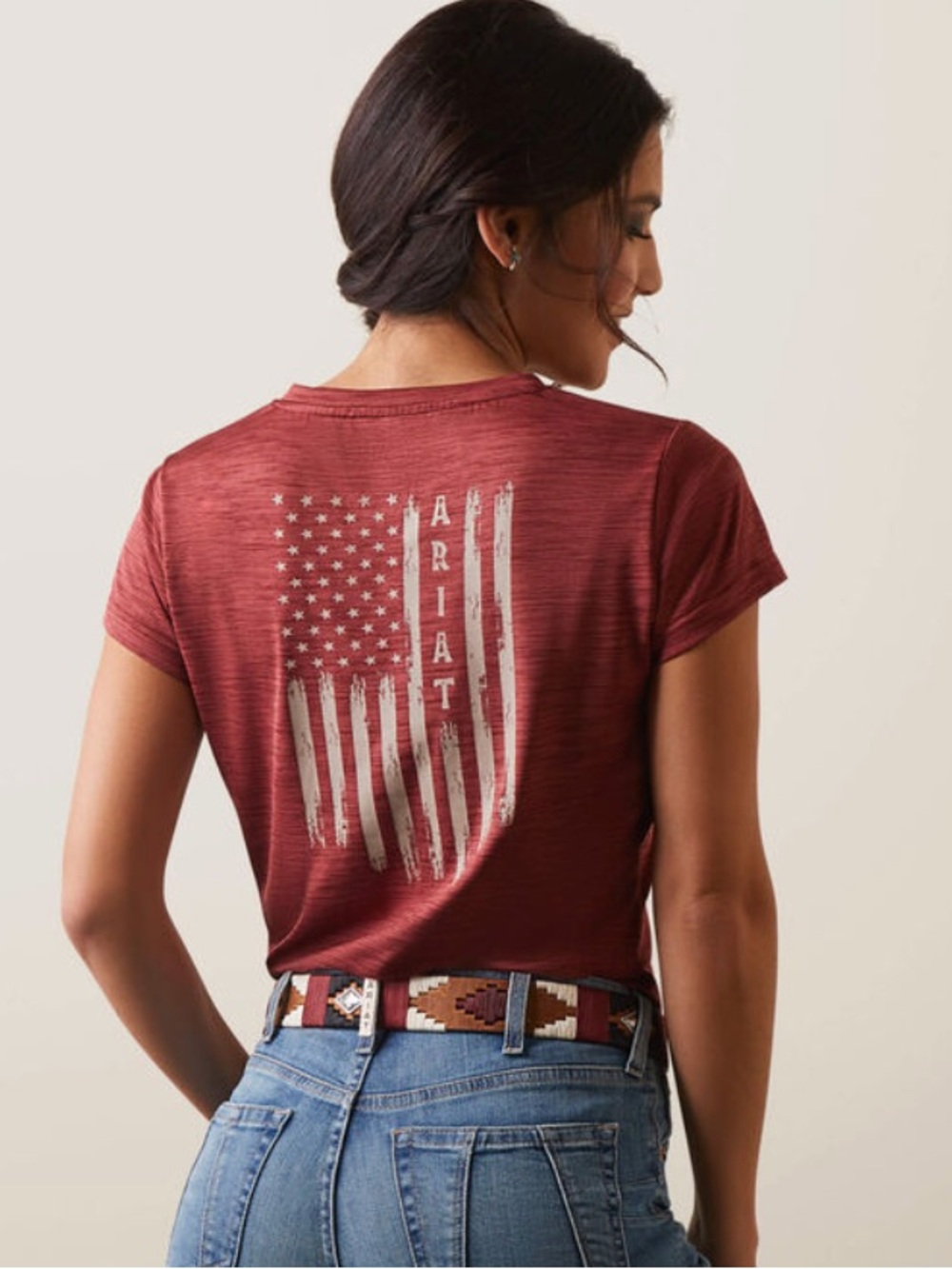 Ariat Tek Women’s Laguna Patriot Short Sleeve T-shirt - Performance V-neck Small